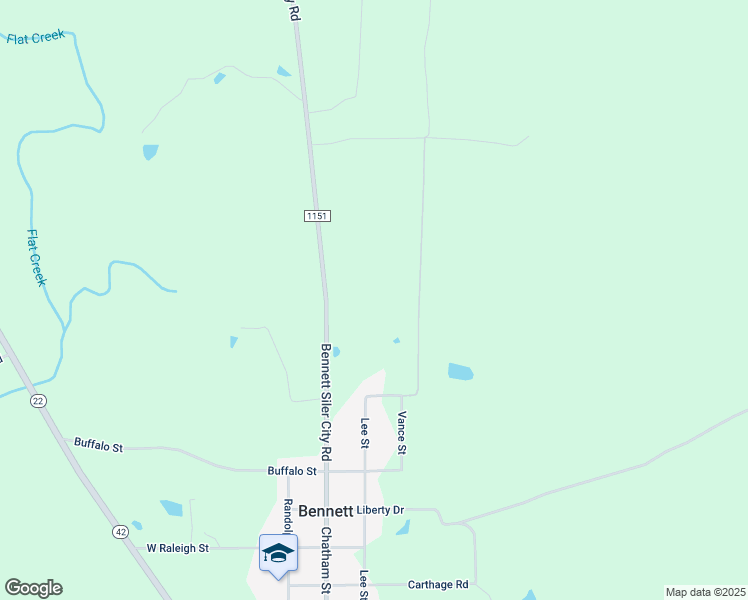 map of restaurants, bars, coffee shops, grocery stores, and more near 3283 Bennett Siler City Road in Bennett