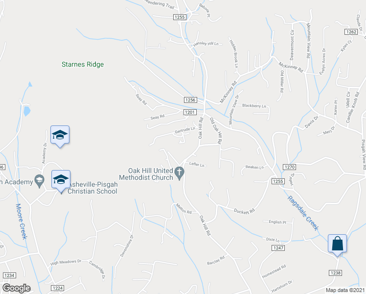 map of restaurants, bars, coffee shops, grocery stores, and more near 7 Gertrude Lane in Candler