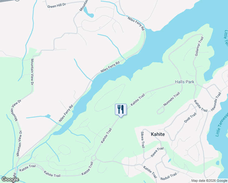 map of restaurants, bars, coffee shops, grocery stores, and more near 167 Ganega Trail in Vonore