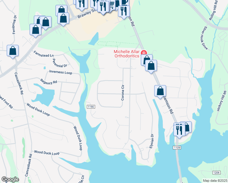 map of restaurants, bars, coffee shops, grocery stores, and more near 130 Sundown Cove Drive in Mooresville