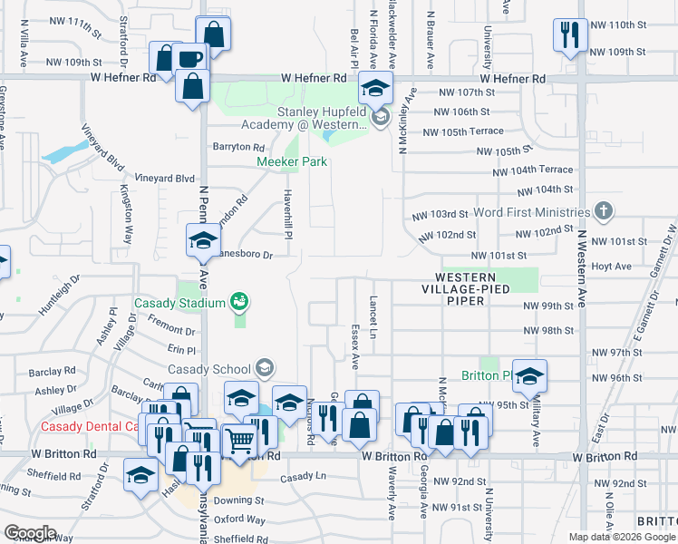 map of restaurants, bars, coffee shops, grocery stores, and more near 1709 Gladstone Terrace in The Village