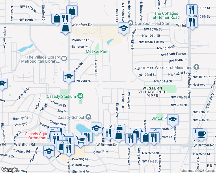 map of restaurants, bars, coffee shops, grocery stores, and more near 1709 Gladstone Terrace in The Village