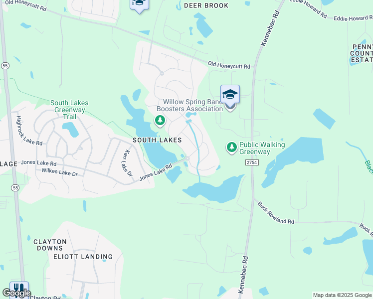 map of restaurants, bars, coffee shops, grocery stores, and more near 645 Long Lake Drive in Fuquay Varina