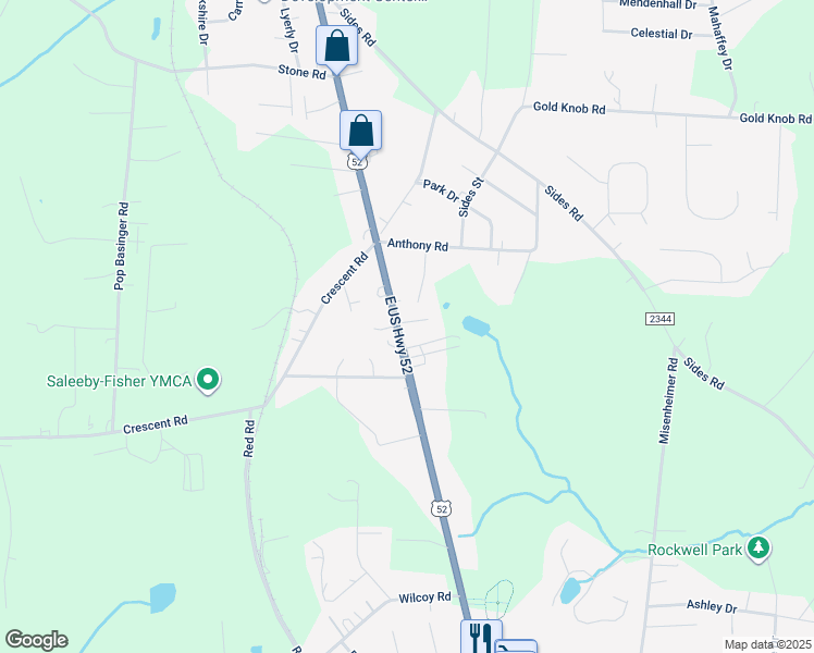 map of restaurants, bars, coffee shops, grocery stores, and more near 8055 U.S. 52 in Rockwell