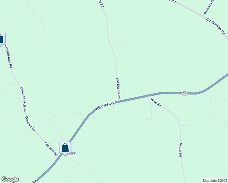 map of restaurants, bars, coffee shops, grocery stores, and more near 7527 Old Shelby Road in Vale