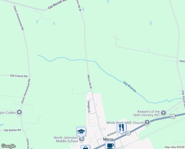 map of restaurants, bars, coffee shops, grocery stores, and more near Micro Road West in Selma