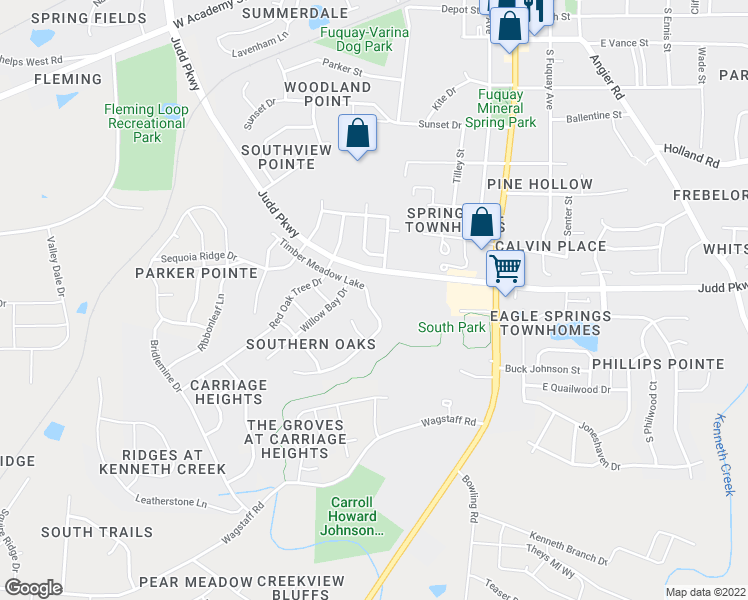 map of restaurants, bars, coffee shops, grocery stores, and more near 431 Timber Meadow Lake in Fuquay-Varina