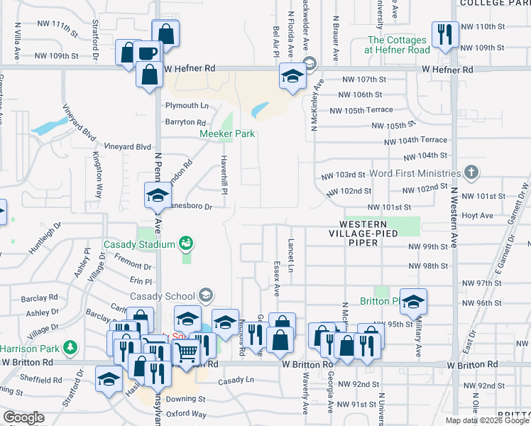 map of restaurants, bars, coffee shops, grocery stores, and more near 1709 Gladstone Terrace in The Village