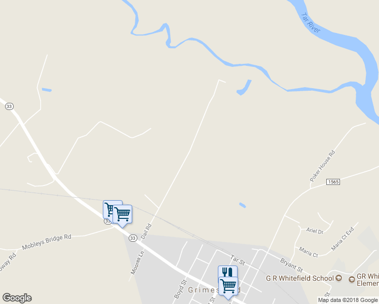 map of restaurants, bars, coffee shops, grocery stores, and more near 501 Dail Road in Grimesland