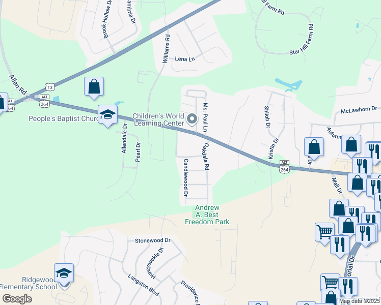 map of restaurants, bars, coffee shops, grocery stores, and more near 113 Holliday Court in Greenville