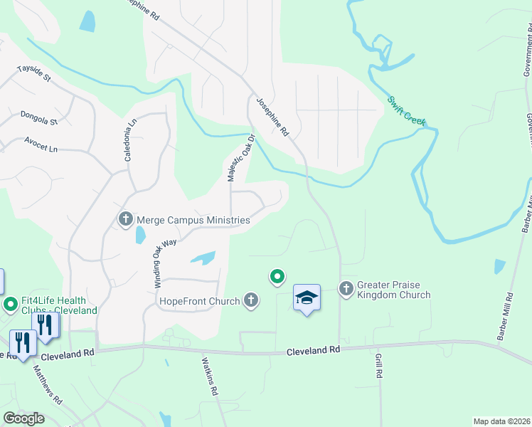 map of restaurants, bars, coffee shops, grocery stores, and more near 220 Victor Court in Garner