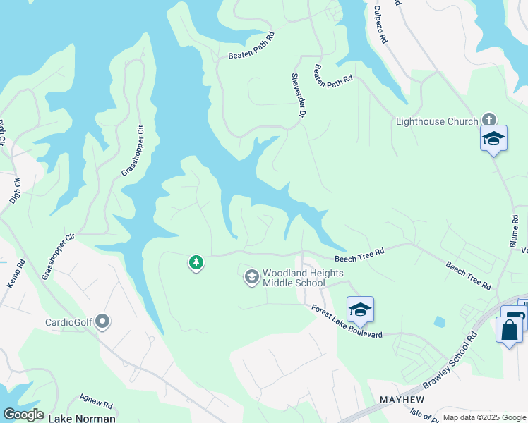 map of restaurants, bars, coffee shops, grocery stores, and more near 140 Pomeroy Lane in Mooresville