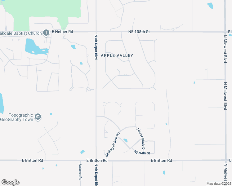 map of restaurants, bars, coffee shops, grocery stores, and more near 10017 Hidden Hollow Lane in Oklahoma City