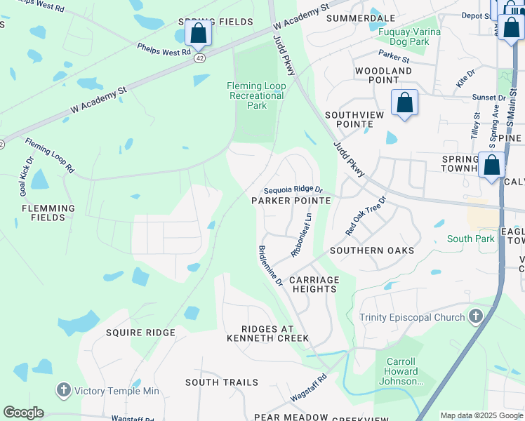 map of restaurants, bars, coffee shops, grocery stores, and more near 722 Lone Pine Loop in Fuquay Varina