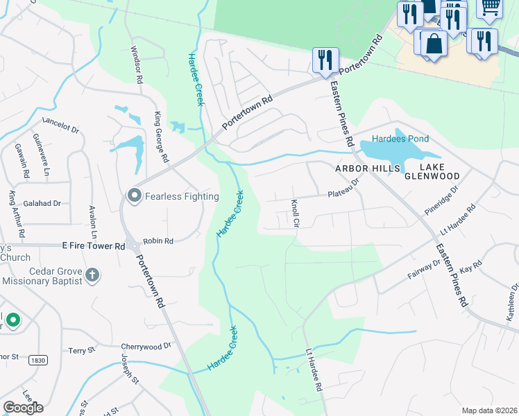 map of restaurants, bars, coffee shops, grocery stores, and more near 505 Plateau Drive in Greenville