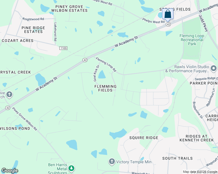 map of restaurants, bars, coffee shops, grocery stores, and more near 611 Goal Kick Drive in Fuquay Varina