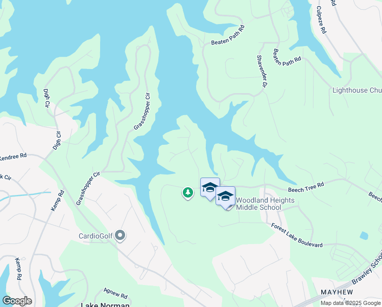 map of restaurants, bars, coffee shops, grocery stores, and more near Kings Cross Ln in Mooresville