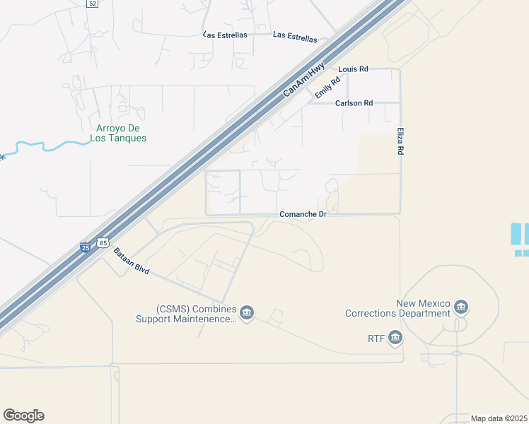 map of restaurants, bars, coffee shops, grocery stores, and more near 47 Comanche Drive in Santa Fe