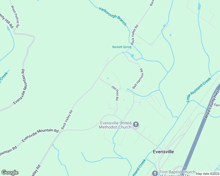 map of restaurants, bars, coffee shops, grocery stores, and more near 406 Old Post Road in Evensville