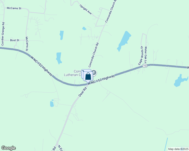 map of restaurants, bars, coffee shops, grocery stores, and more near 185 Concordia Church Road in China Grove