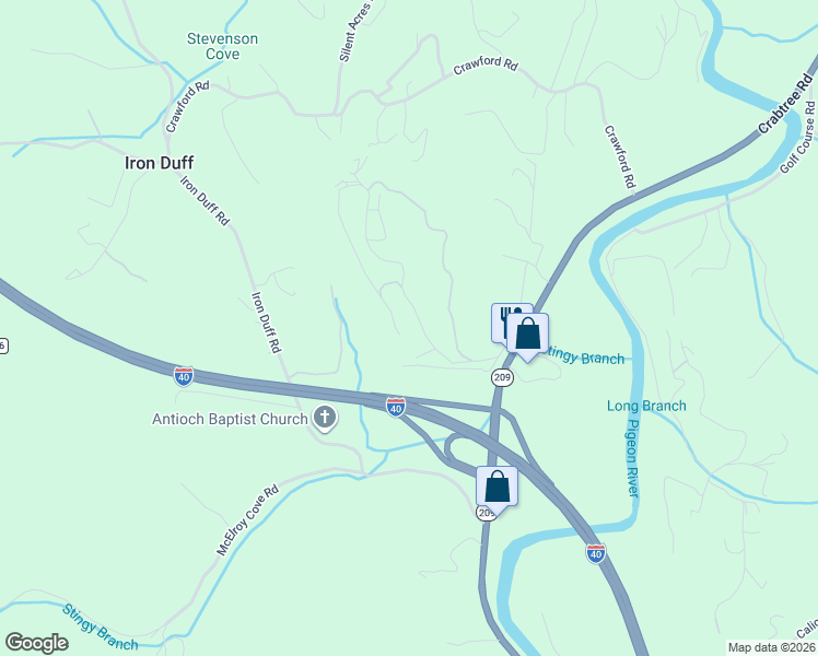 map of restaurants, bars, coffee shops, grocery stores, and more near 373 Tall Timbers Lane in Waynesville