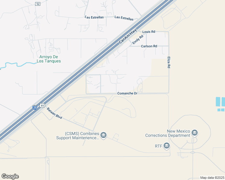 map of restaurants, bars, coffee shops, grocery stores, and more near 47 Comanche Drive in Santa Fe