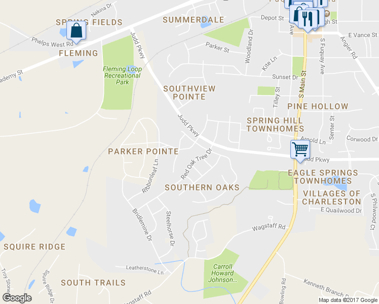 map of restaurants, bars, coffee shops, grocery stores, and more near 717 Sequoia Ridge Drive in Fuquay Varina