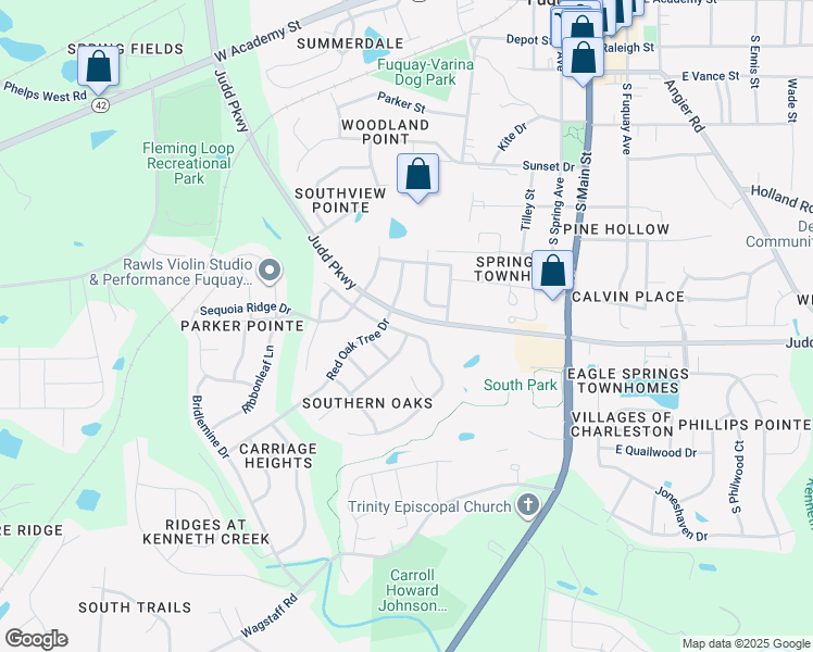map of restaurants, bars, coffee shops, grocery stores, and more near 501 Timber Meadow Lake Drive in Fuquay-Varina