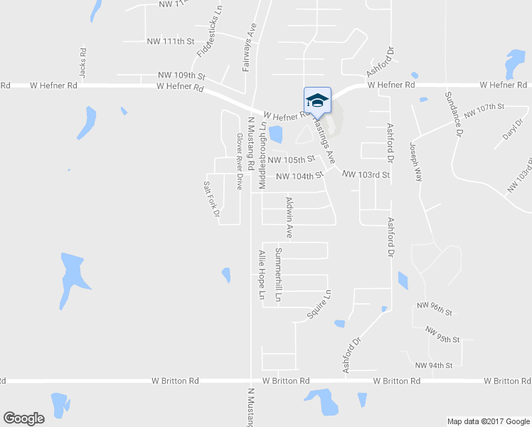 map of restaurants, bars, coffee shops, grocery stores, and more near 11320 NW 102nd St in Yukon