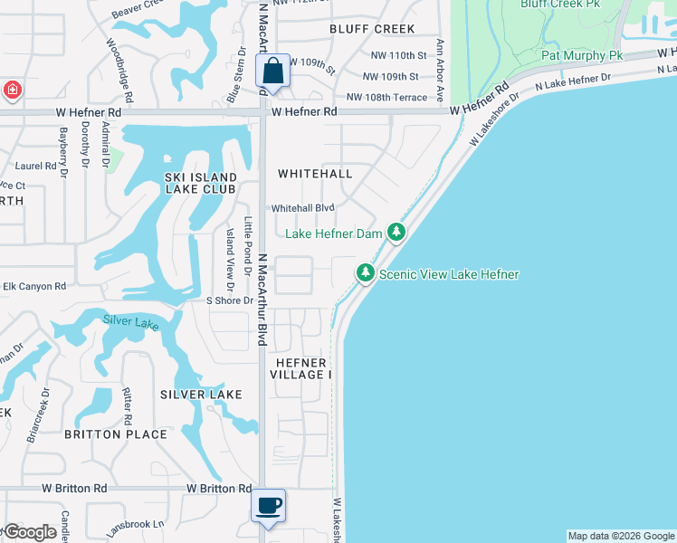 map of restaurants, bars, coffee shops, grocery stores, and more near 10208 Camden Court in Oklahoma City
