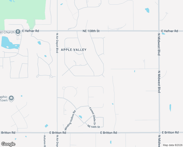 map of restaurants, bars, coffee shops, grocery stores, and more near 7301 Northeast 104th Street in Oklahoma City