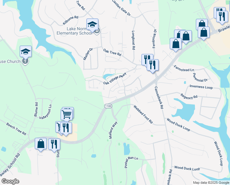 map of restaurants, bars, coffee shops, grocery stores, and more near 137 Clusters Circle in Mooresville