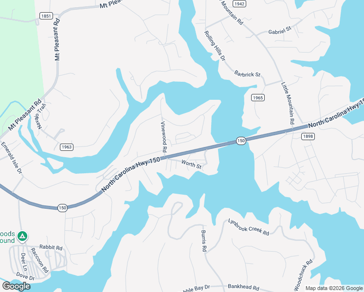 map of restaurants, bars, coffee shops, grocery stores, and more near 7024-7072 State Highway 150 in Sherrills Ford