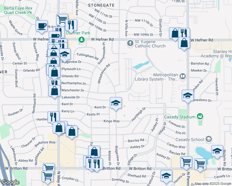 map of restaurants, bars, coffee shops, grocery stores, and more near in The Village