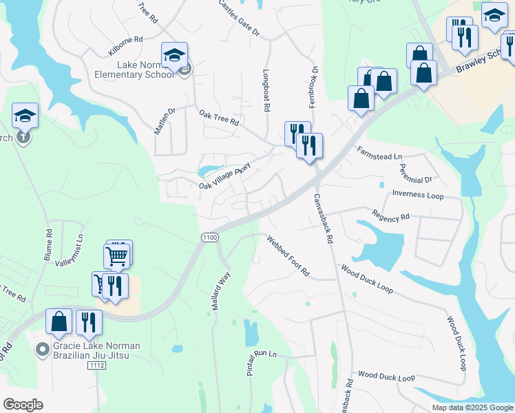 map of restaurants, bars, coffee shops, grocery stores, and more near 914 Brawley School Road in Mooresville