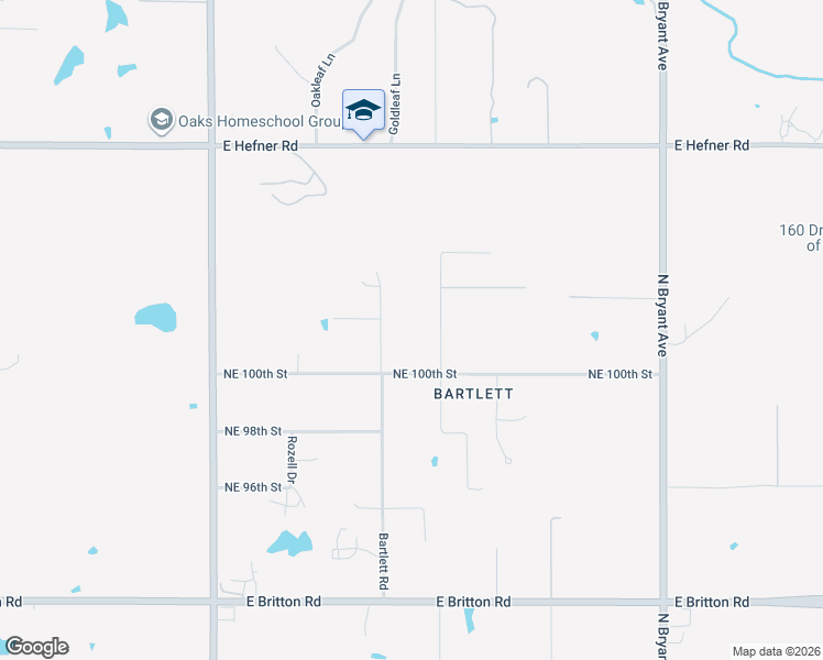 map of restaurants, bars, coffee shops, grocery stores, and more near 2417 Northeast 100th Street in Oklahoma City