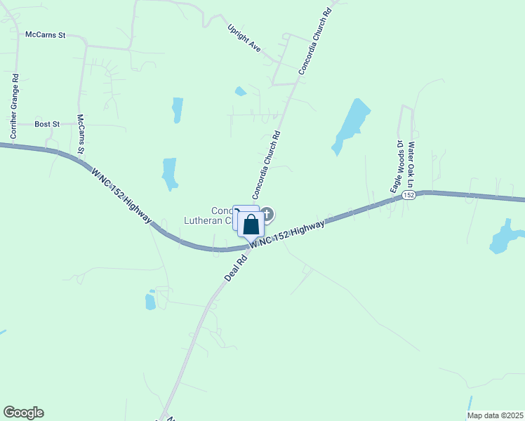 map of restaurants, bars, coffee shops, grocery stores, and more near 185 Concordia Church Road in China Grove