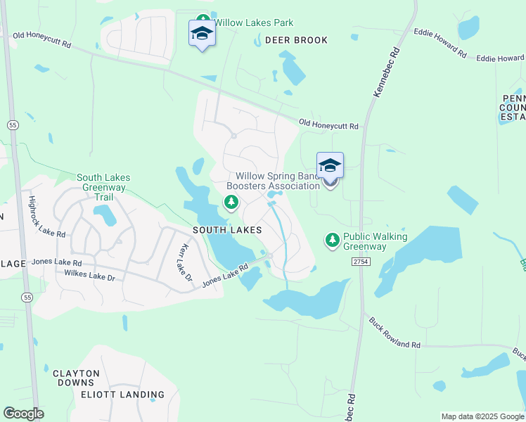 map of restaurants, bars, coffee shops, grocery stores, and more near 3605 Long Townsend Avenue in Fuquay-Varina