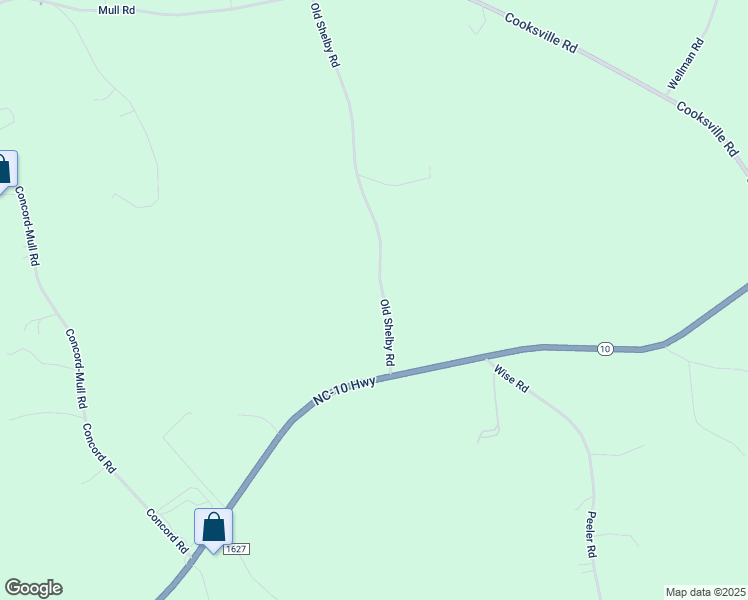 map of restaurants, bars, coffee shops, grocery stores, and more near 7469 Old Shelby Road in Vale