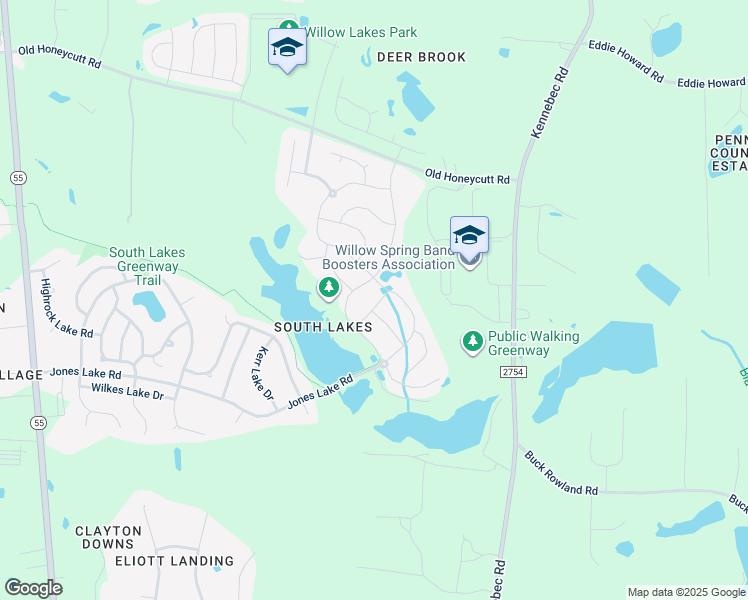 map of restaurants, bars, coffee shops, grocery stores, and more near 3605 Long Townsend Avenue in Fuquay-Varina