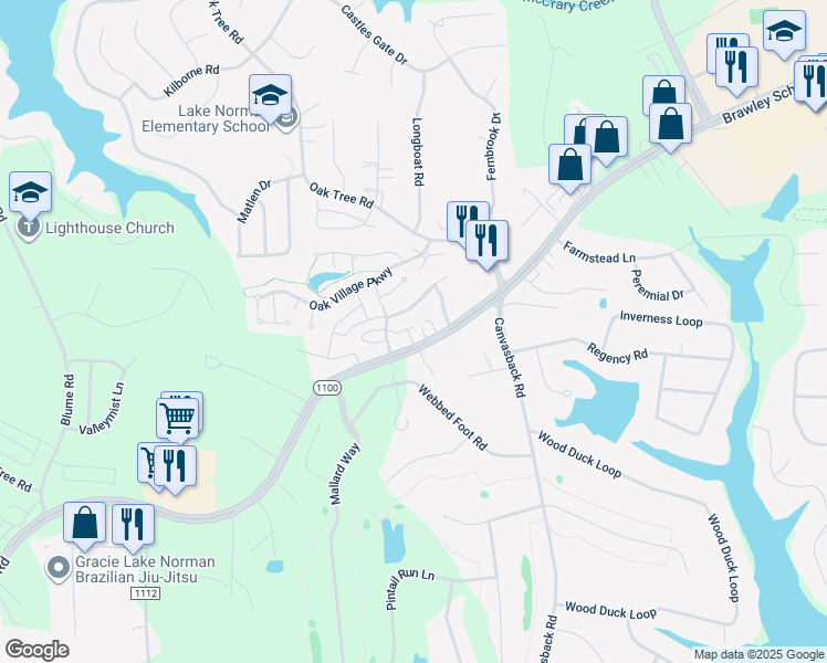 map of restaurants, bars, coffee shops, grocery stores, and more near 914 Brawley School Road in Mooresville