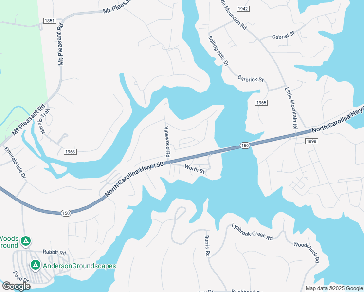map of restaurants, bars, coffee shops, grocery stores, and more near 7024-7072 State Highway 150 in Sherrills Ford