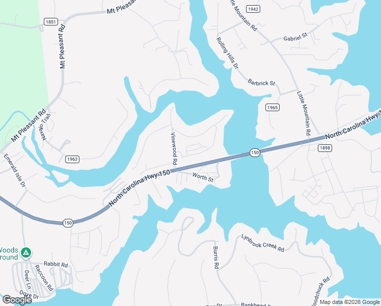 map of restaurants, bars, coffee shops, grocery stores, and more near 7024-7072 State Highway 150 in Sherrills Ford