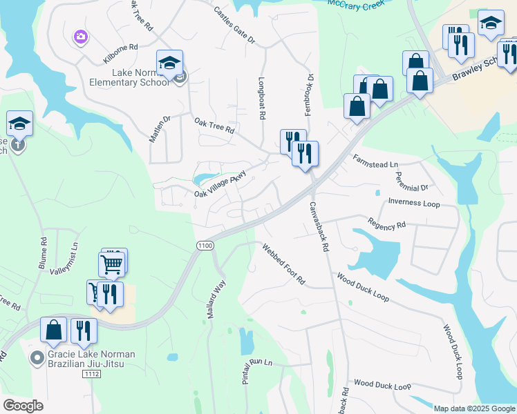map of restaurants, bars, coffee shops, grocery stores, and more near 914 Brawley School Road in Mooresville