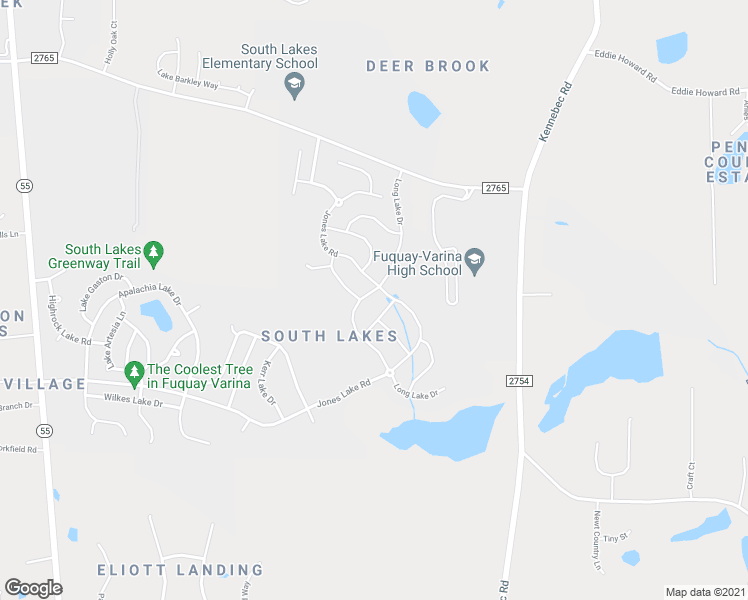 map of restaurants, bars, coffee shops, grocery stores, and more near 549 Long Lake Drive in Fuquay-Varina