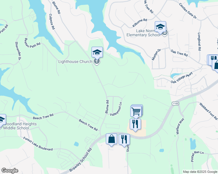 map of restaurants, bars, coffee shops, grocery stores, and more near 110 Herons Gate Drive in Mooresville