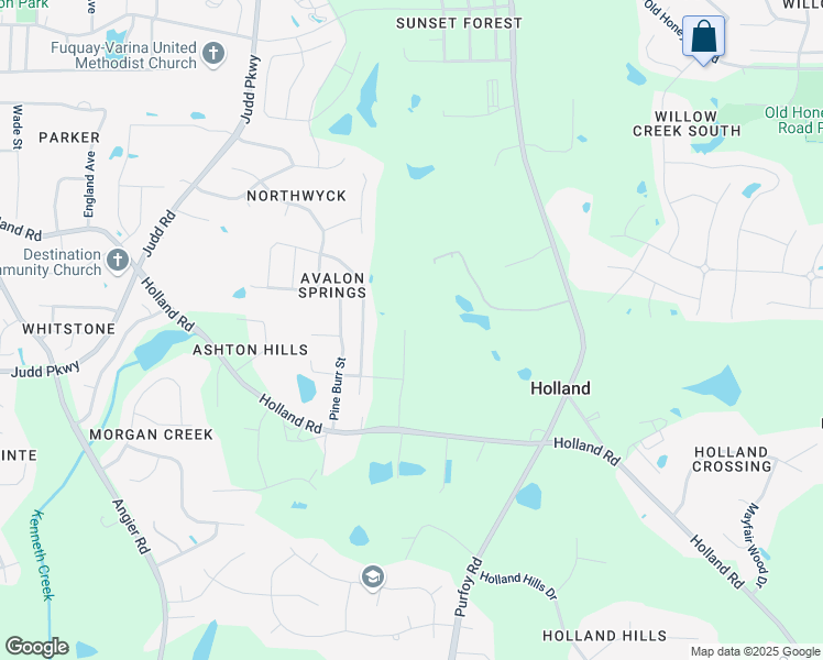 map of restaurants, bars, coffee shops, grocery stores, and more near 818 Tupelo Glen Court in Fuquay-Varina