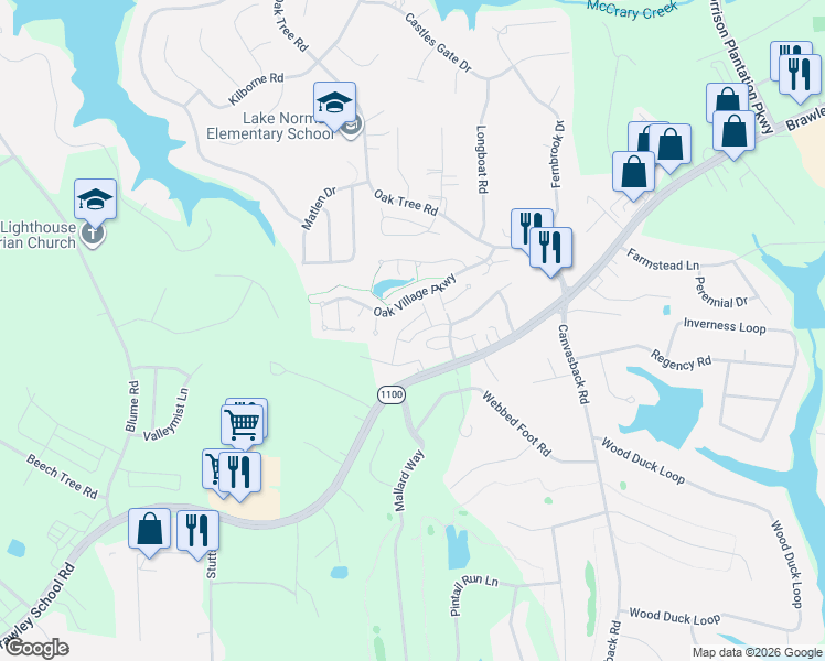 map of restaurants, bars, coffee shops, grocery stores, and more near 147 Clusters Circle in Mooresville