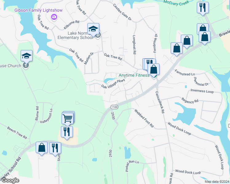map of restaurants, bars, coffee shops, grocery stores, and more near 130 Clusters Circle in Mooresville