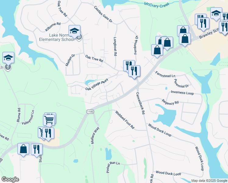 map of restaurants, bars, coffee shops, grocery stores, and more near 149 Springwood Lane in Mooresville